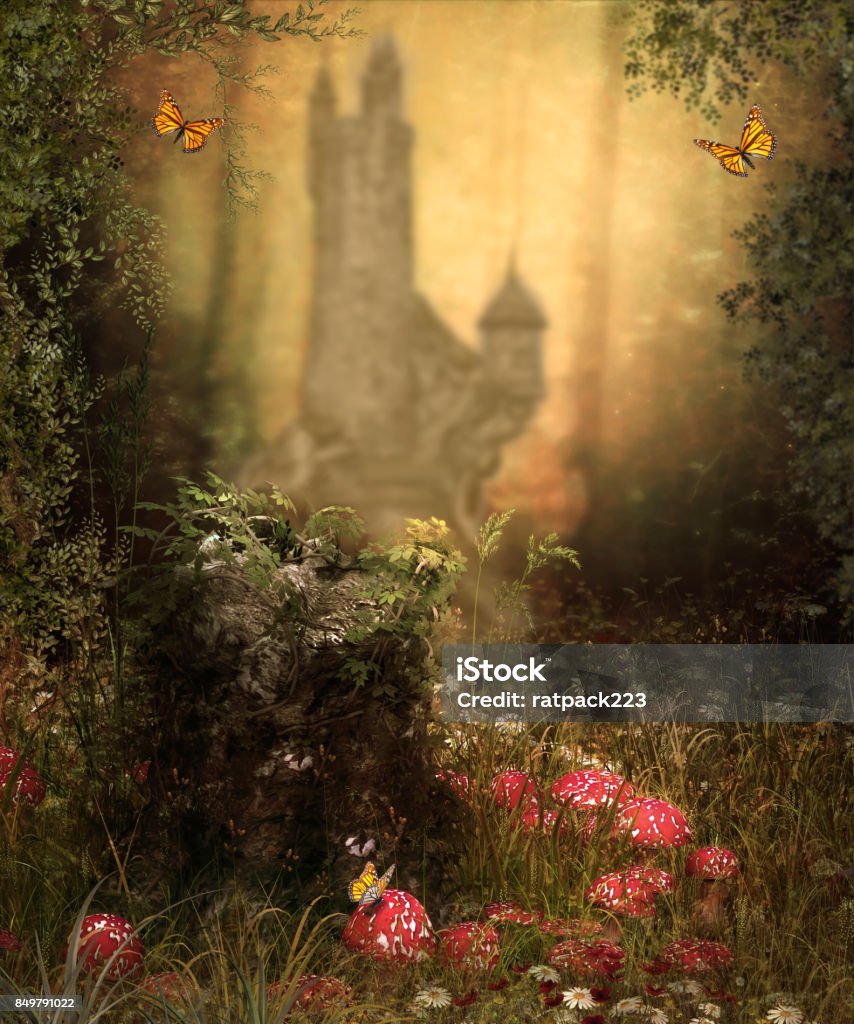 Château de bois de fée magique - Photo de Conte de fée libre de droits