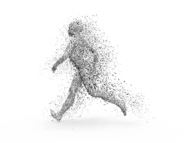 istock Running woman silhouette particles. 849792662