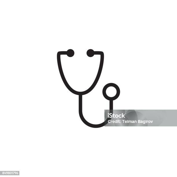 Line Stethoscope Icon On White Background Stock Illustration - Download Image Now - Stethoscope, Icon Symbol, Vector