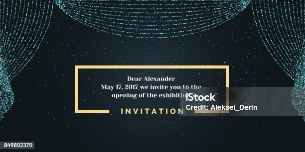 Invitation Template For The Event Background Open Curtain Stock Illustration - Download Image Now