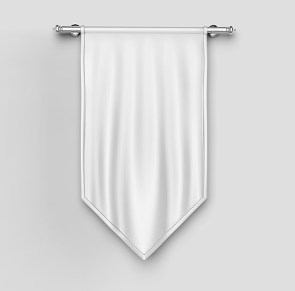 Blanco en blanco Vertical bandera bandera falsa encima de plantilla. Ilustración 3D. photo