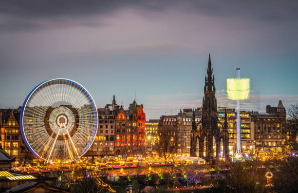 Edinburgh's Winter Festival at dusk