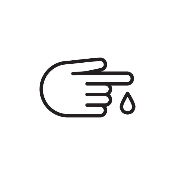 ilustrações de stock, clip art, desenhos animados e ícones de finger blood drop icon on white background - wound blood human finger human hand