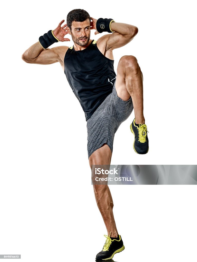 exercices de boxe fitness homme cardio isolés - Photo de Gymnastique sportive libre de droits