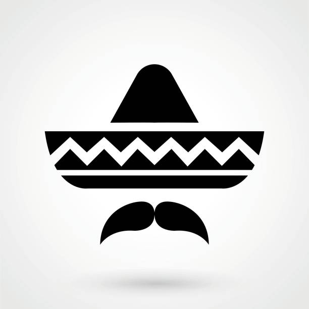 Mexican hat sombrero and mustache. Vector illustration. Mexican hat sombrero and mustache. Vector illustration. sombrero stock illustrations
