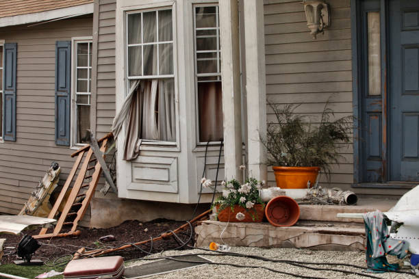 istock Wooden house damaged by disaster. 849822958