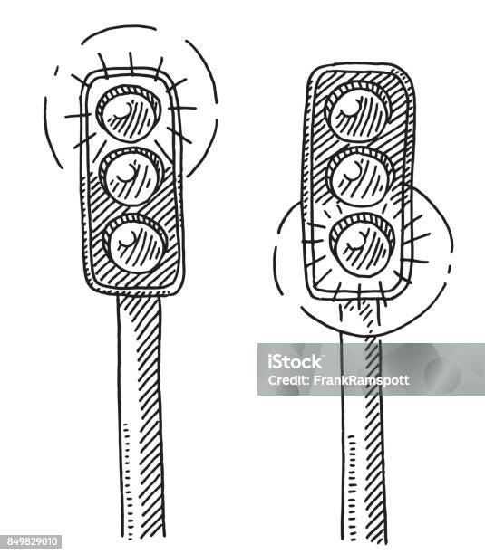 Traffic Lights Red And Green Drawing Stock Illustration - Download Image Now - Green Light - Stoplight, Doodle, Red Light - Stoplight