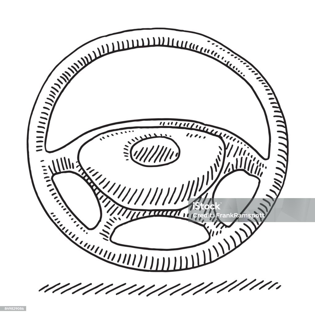 Car Steering Wheel Air Bag Drawing Hand-drawn vector drawing of a Car Steering Wheel with Air Bag. Black-and-White sketch on a transparent background (.eps-file). Included files are EPS (v10) and Hi-Res JPG. Steering Wheel stock vector