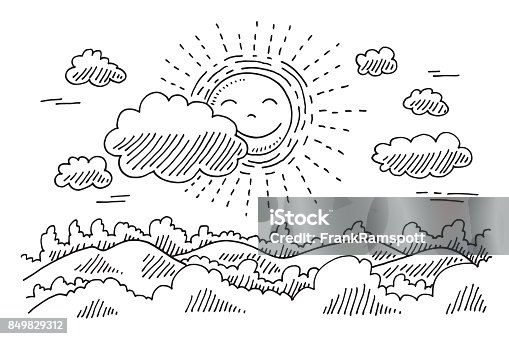 istock Comforable Sun Calm Landscape Drawing 849829312