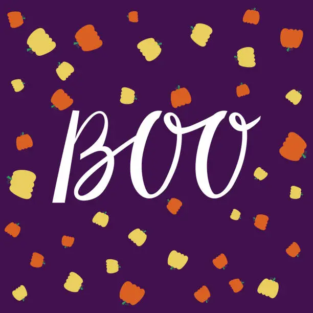 Vector illustration of Boo modern inscription with ghost.