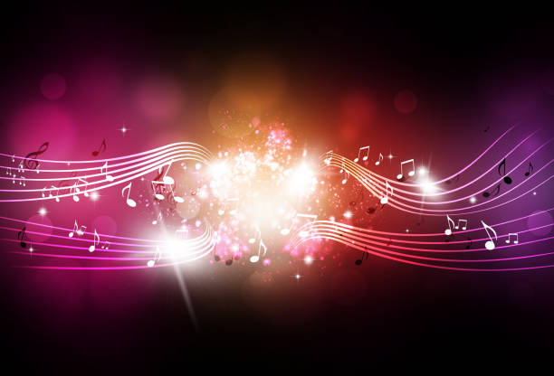 Music Notes and Blurry Lights vector art illustration