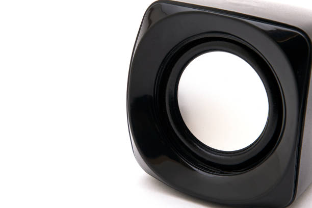 istock Black audio speakers on white background 849842888