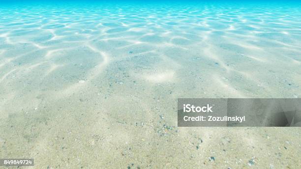 Under Blue Clear Sea Ocean Floor 3d Render Stock Photo - Download Image Now - Abstract, Backgrounds, Beach