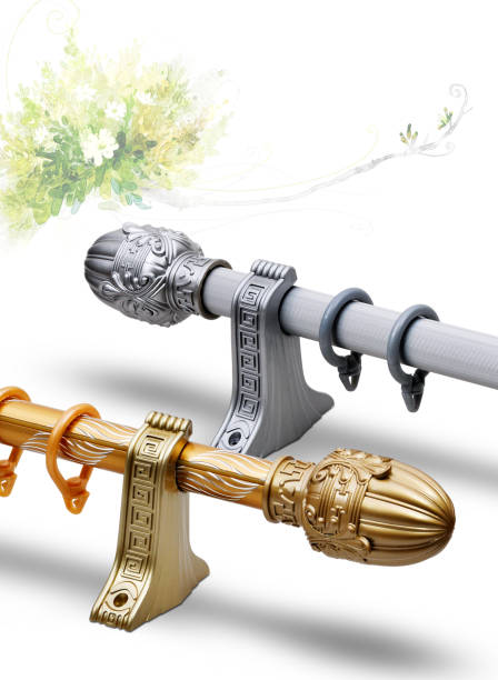 Curtain rod and accessories Curtain rod and accessories curtain rail stock pictures, royalty-free photos & images