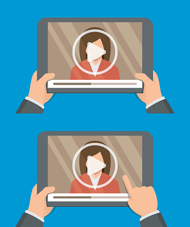 Video Player App On Tablet Screen And Woman On It Webinar Online Conference Elearning Concept Flat Design Vector Illustration Stock Illustration - Download Image Now - iStock Video Player App On Tablet Screen And Woman On It Webinar Online Conference Elearning Concept Flat Design Vector Illustration Stock Illustration - Download Image Now - iStock