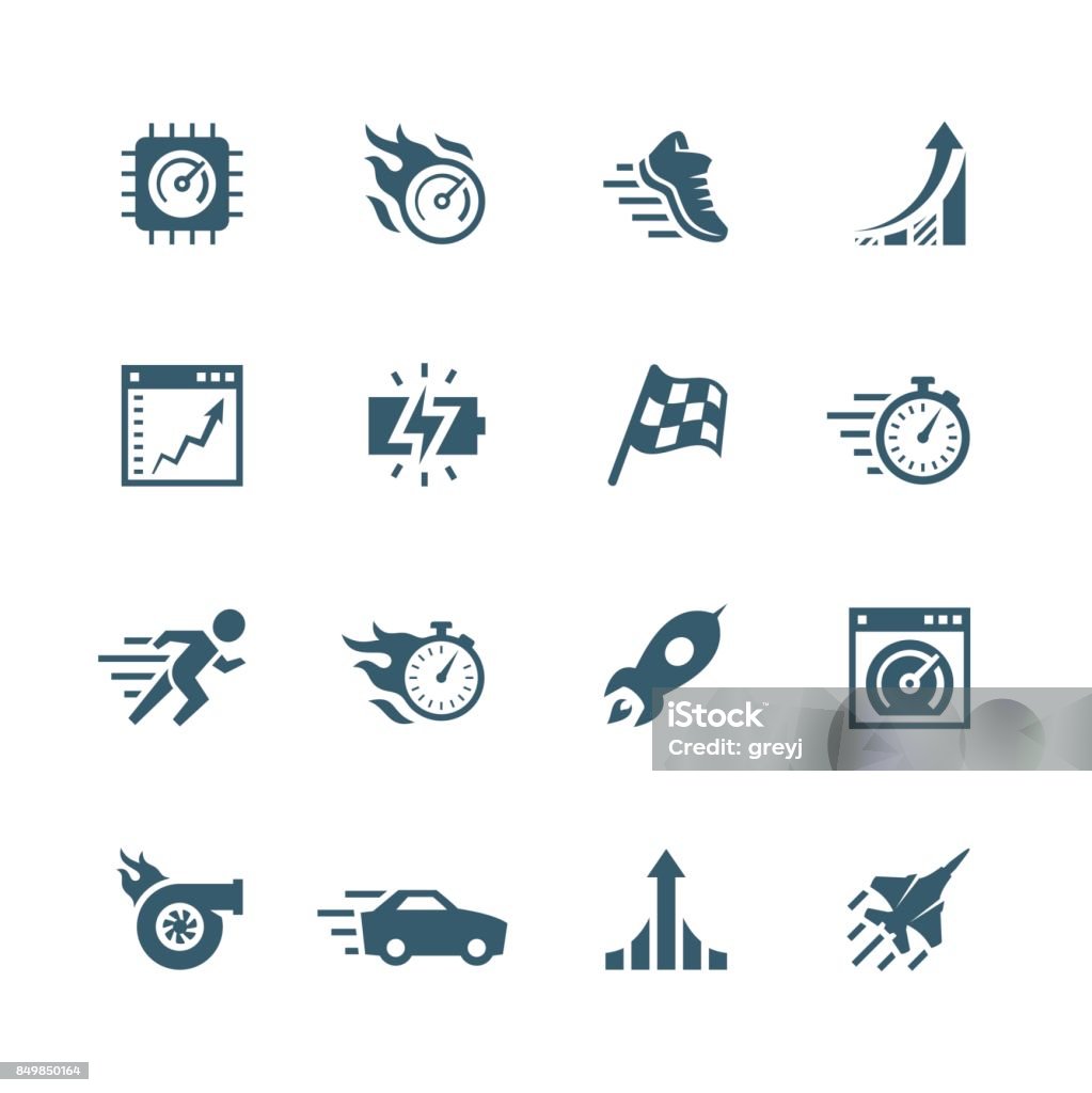 Rendimiento y velocidad vector icon set - arte vectorial de Ícono libre de derechos