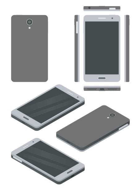 Smartphone mock-up, isometric and flat design styles vector art illustration