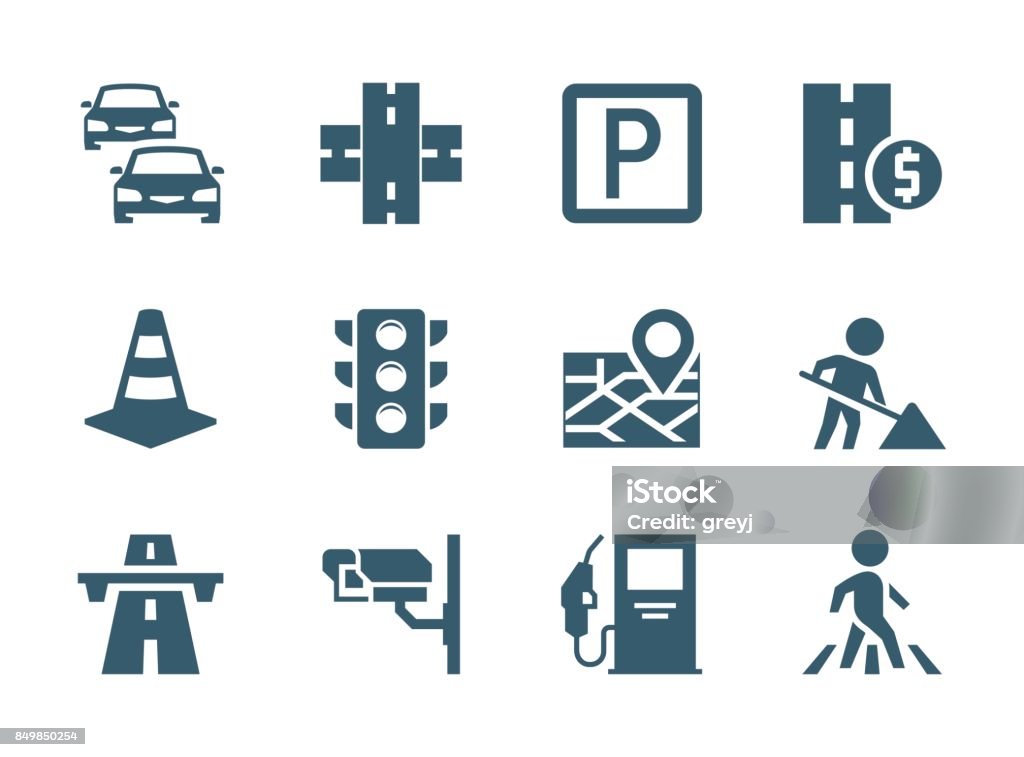 Vector road traffic related icon set Icon Symbol stock vector