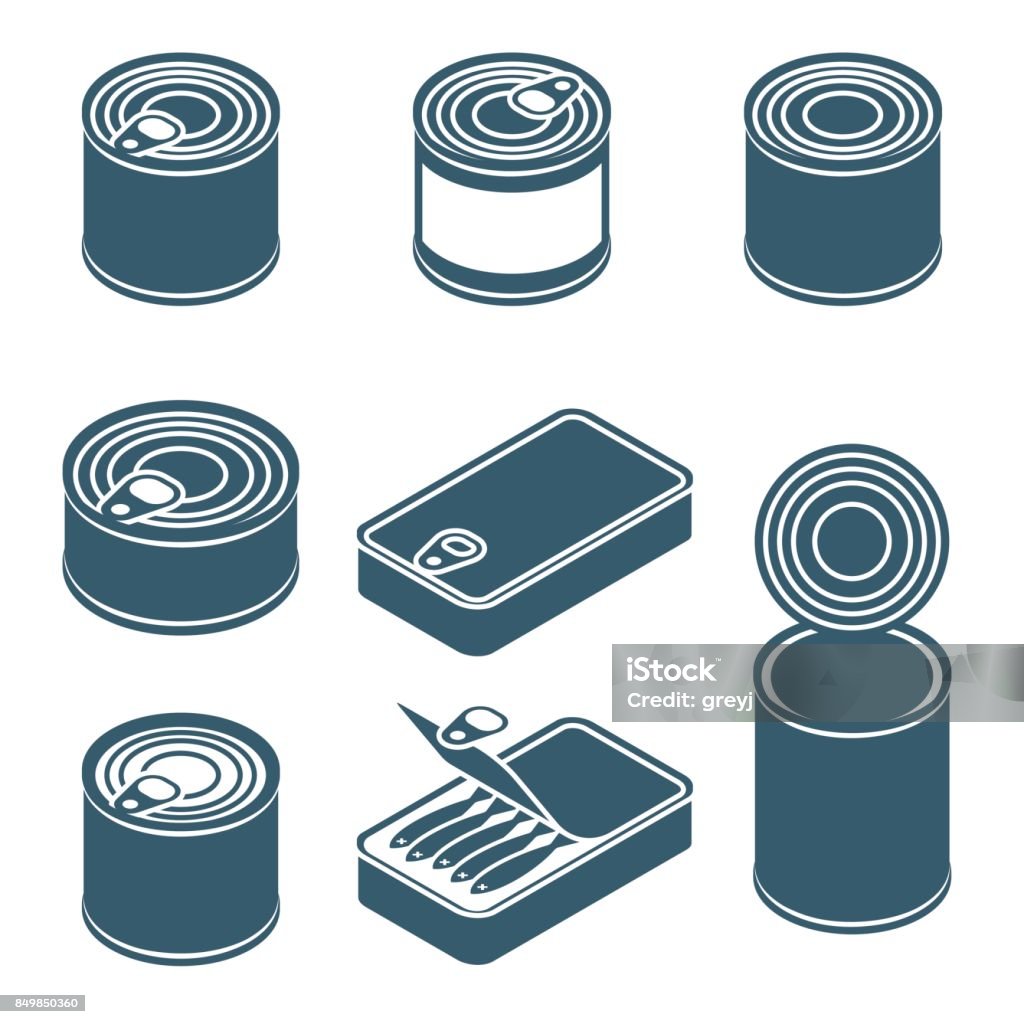 Canned food vector silhouettes, icons Can stock vector