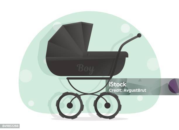 Black Baby Stroller For Boys Isolated On White Background Cartoon Pram  Illustrated Trendy Style For Graphic Design Web Site Social Media User  Interface Mobile App Stock Illustration - Download Image Now - iStock