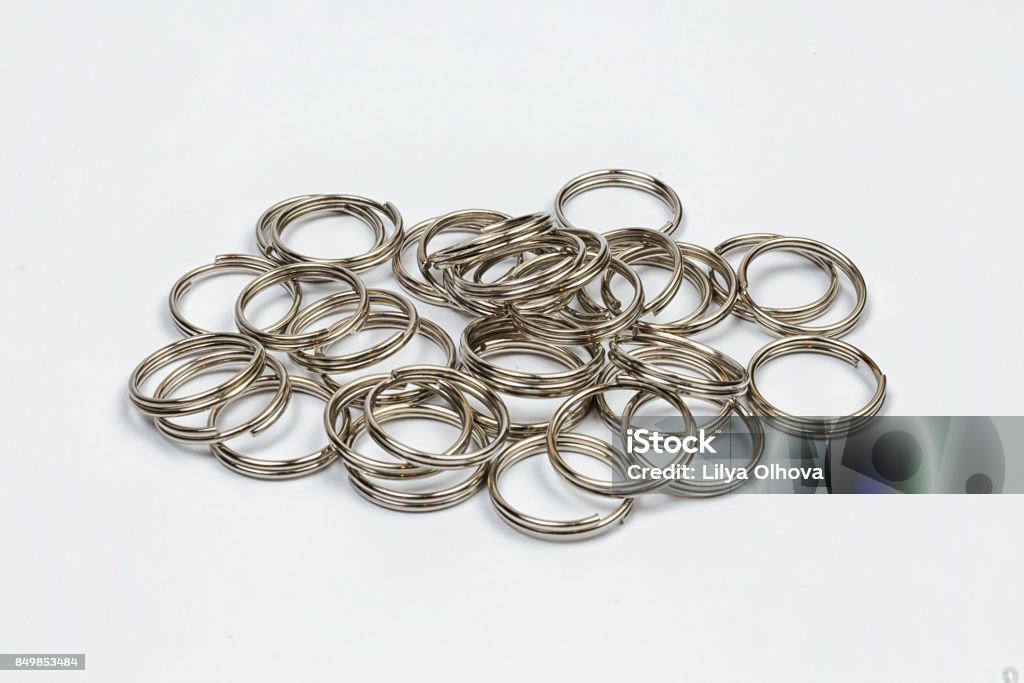 handmade rings on a white background metal rings for handmade on a white background Antique Stock Photo