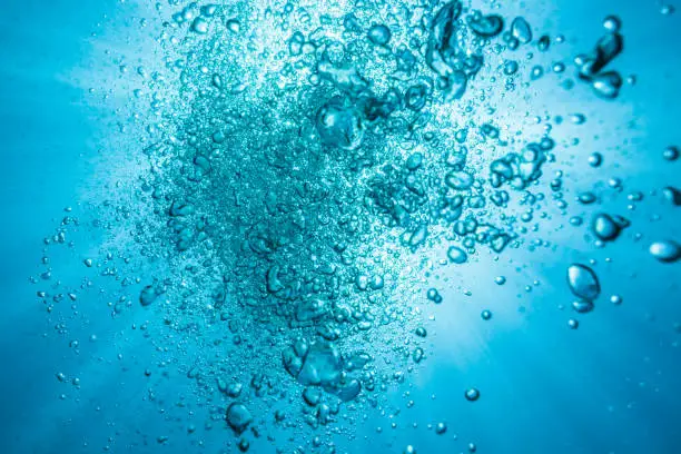 Photo of decompression stop bubbles of diver