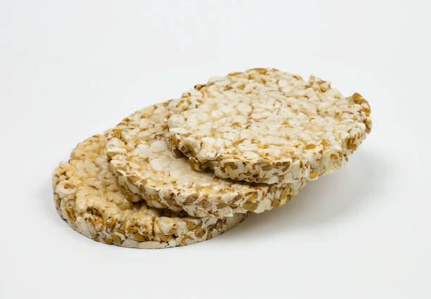 istock rice bread on a white background, made from rice flakes 849854784