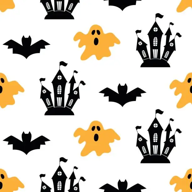 Vector illustration of Halloween seamless pattern with bats