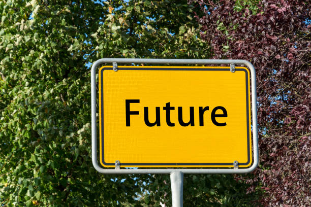istock Yellow street sign with future ahead close up 849869666