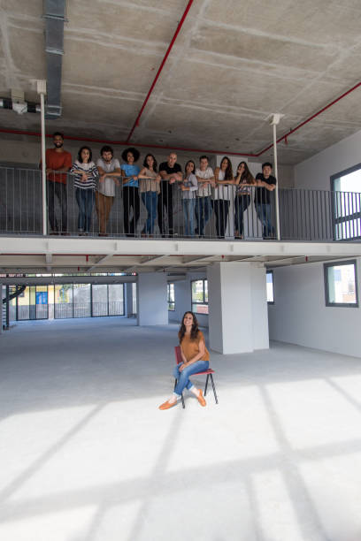 Leader and team at new office