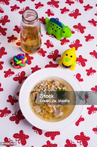 Soup With Pearl Barley Stock Photo - Download Image Now - Backgrounds, Barley, Beef