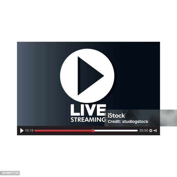 Screen With Live Play Button Icon Stock Illustration - Download Image Now - Arts Culture and Entertainment, Audio Equipment, Broadcasting