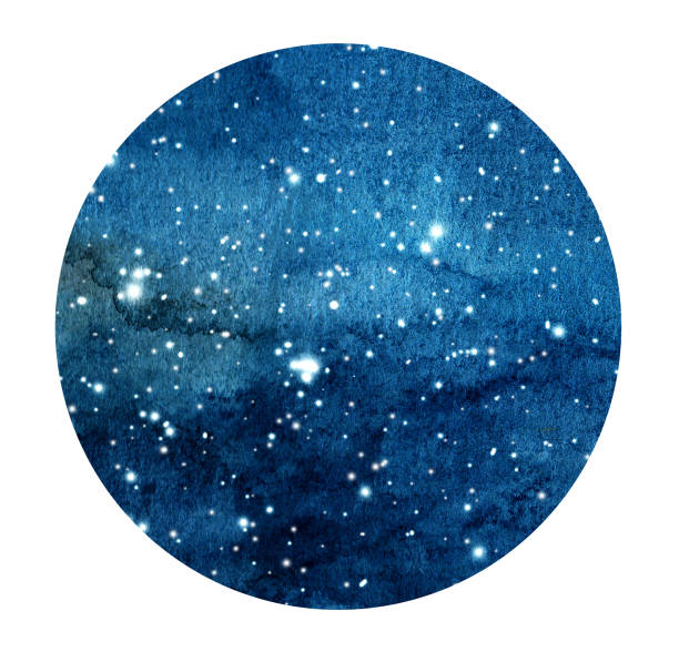 Hand drawn stylized grunge galaxy or night sky with stars. Watercolor space background. Cosmos illustration in circle. Hand drawn stylized grunge galaxy or night sky with stars. Watercolor space background. Cosmos illustration in circle. Brush and drops. stars in your eyes stock illustrations