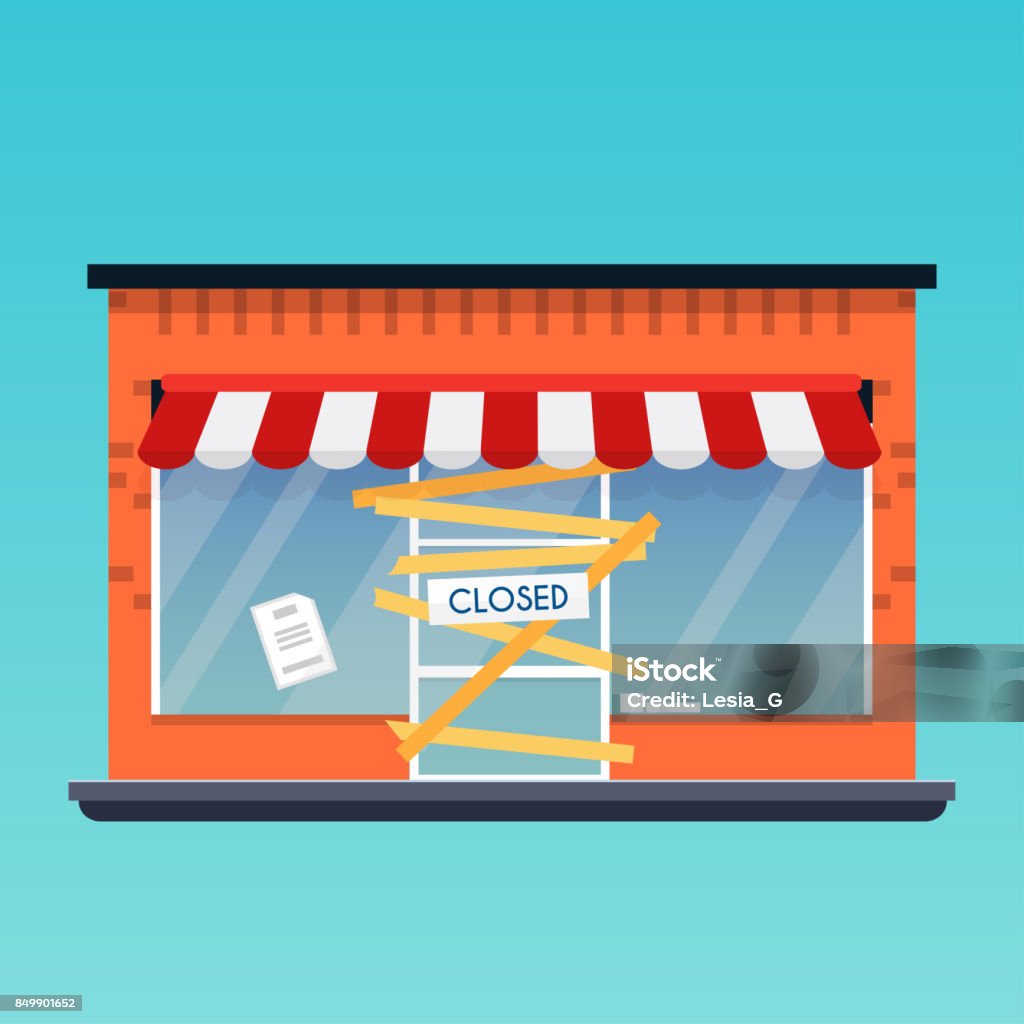 Store shop is closed/bankrupt. Flat design modern vector business concept. Store stock vector