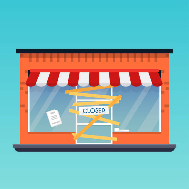 Store shop is closed/bankrupt. Flat design modern vector business concept. Store shop is closed/bankrupt. Flat design modern vector business concept. closing down sale stock illustrations