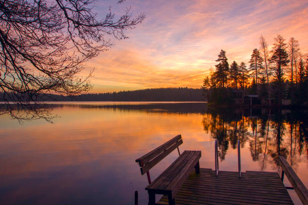 istock sunset reflecting on the lake 849912278