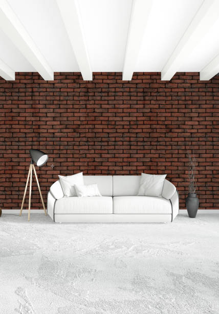 istock White bedroom minimal style Interior design with wood wall and grey sofa. 3D Rendering. 3D illustration 849917282