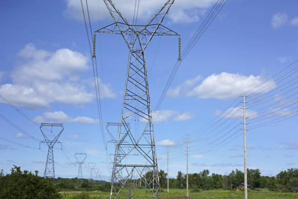 Transmission Towers in Smith Falls, Ontario, Canada, in Summer