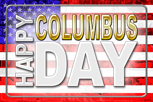 Happy Columbus Day, Bright and shiny background for American Holidays in the colors red, white and blue.