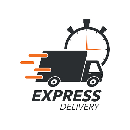 Express delivery icon concept. Truck with stop watch icon for service, order, fast, free and worldwide shipping. Modern design vector illustration.