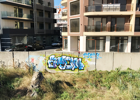 Pomorie, Bulgaria - September 18, 2017: Street art graffiti in Pomorie.