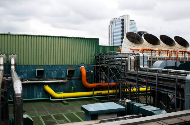 istock Ventilation works and electrical systems on the building decks. 849935106