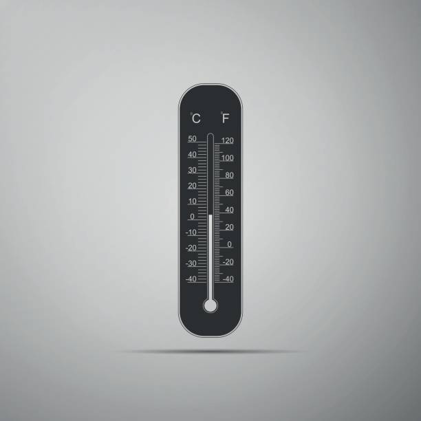 istock Celsius and fahrenheit meteorology thermometers measuring heat and cold icon isolated on grey background. Thermometer equipment showing hot or cold weather. Flat design. Vector Illustration 849938050