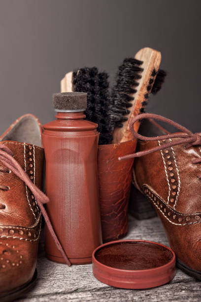 istock Brushes and shoes cleaning kit 849945404