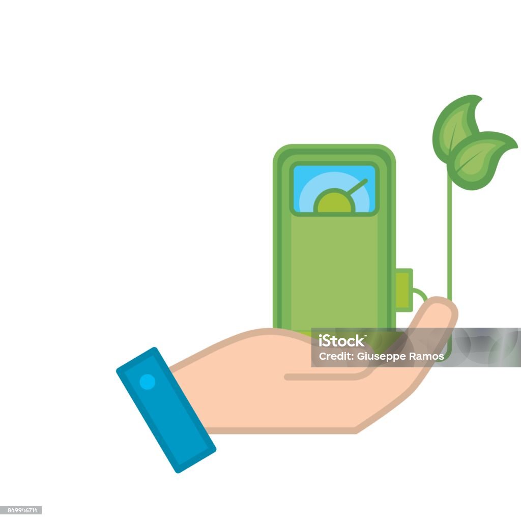 Gas Hand Machine Hand With Gas Machine To Environment Care Stock Illustration - Download ...