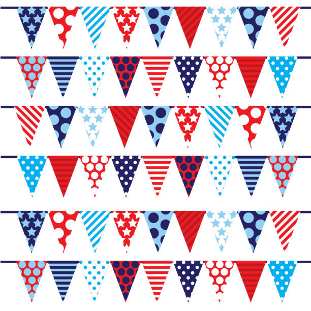 urocze kolekcje bunting trójkąta - bunting chevron pattern flag stock illustrations