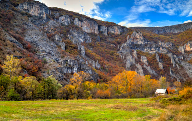 istock Landscape in the mountain with colorful autumn forest 850048394