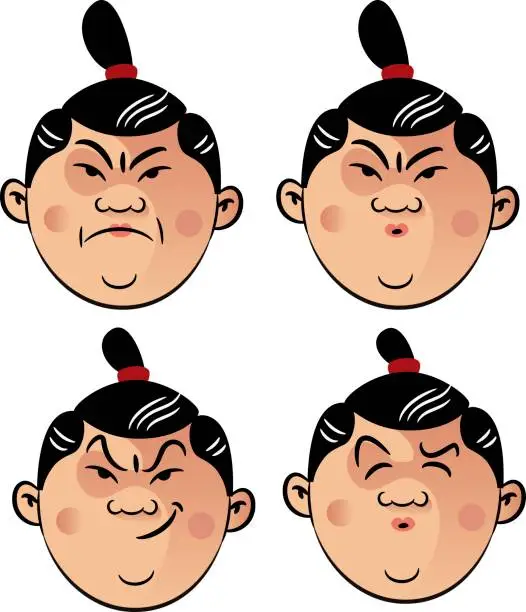 Vector illustration of Sumo wrestler face