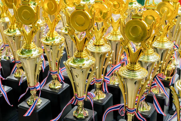 istock Group of the golden trophies 850110338