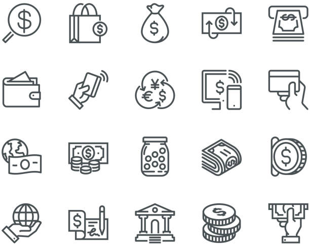 Money Icons,  Monoline concept vector art illustration